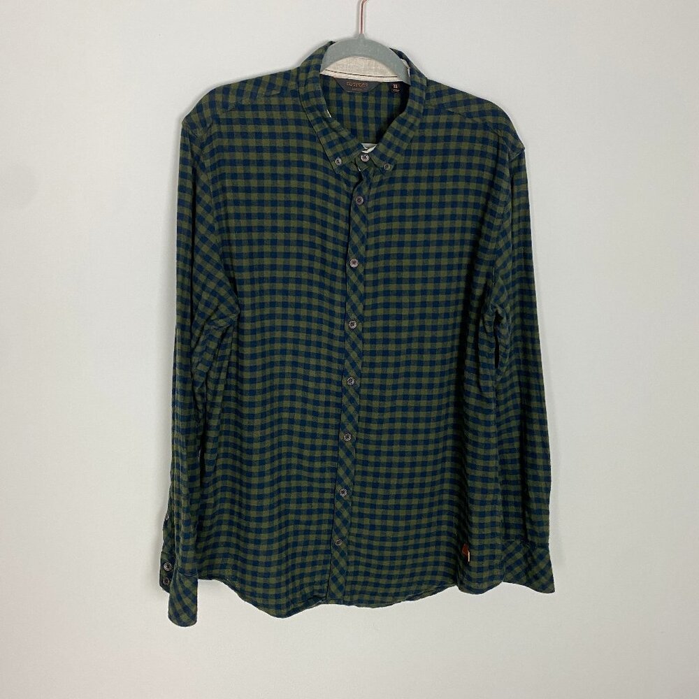 Buckle Outpost Makers Check Button‎ Down Long Sleeve Shirt Mens XL Green